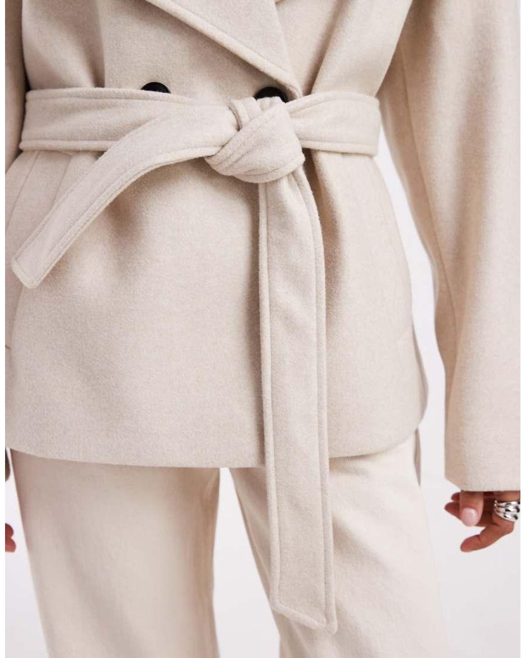 Vero Moda Natural Funnel Neck Belted Short Formal Jacket