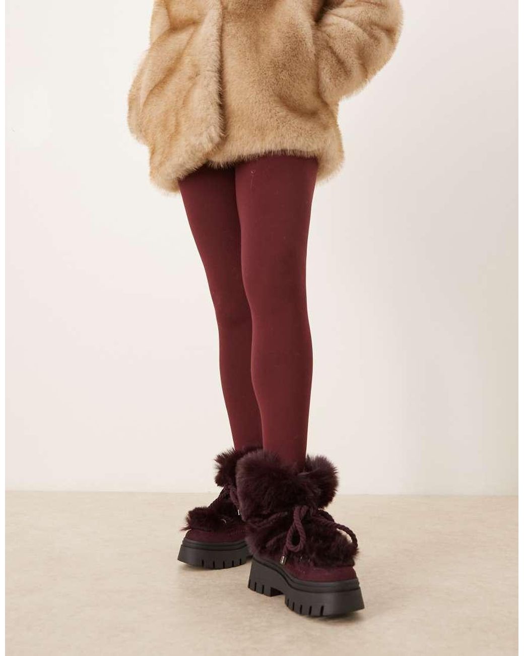 ASOS Black Acclaim Shearling Lace Up Snow Boots