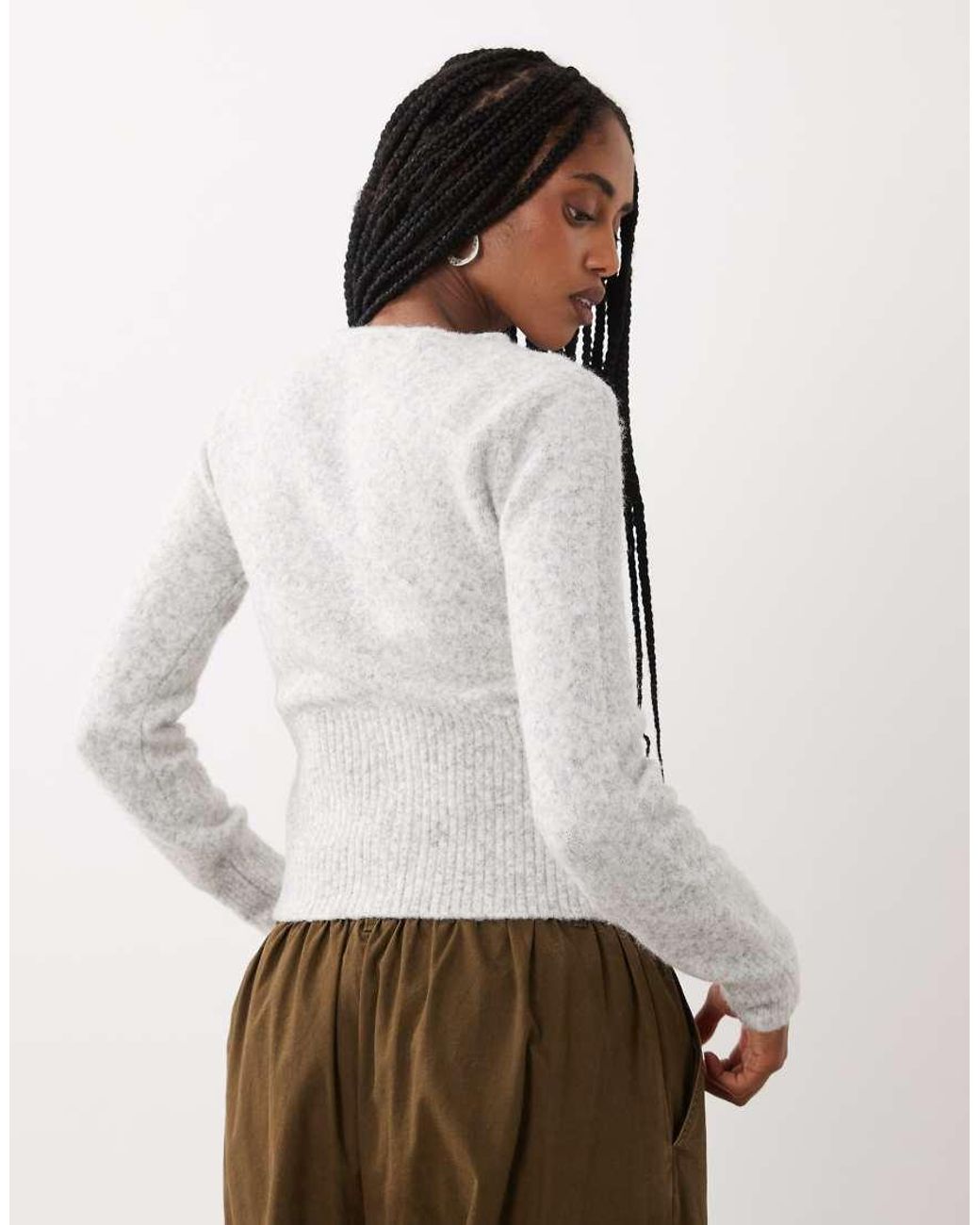 Cotton On White Fluffy Knitted Cardigan