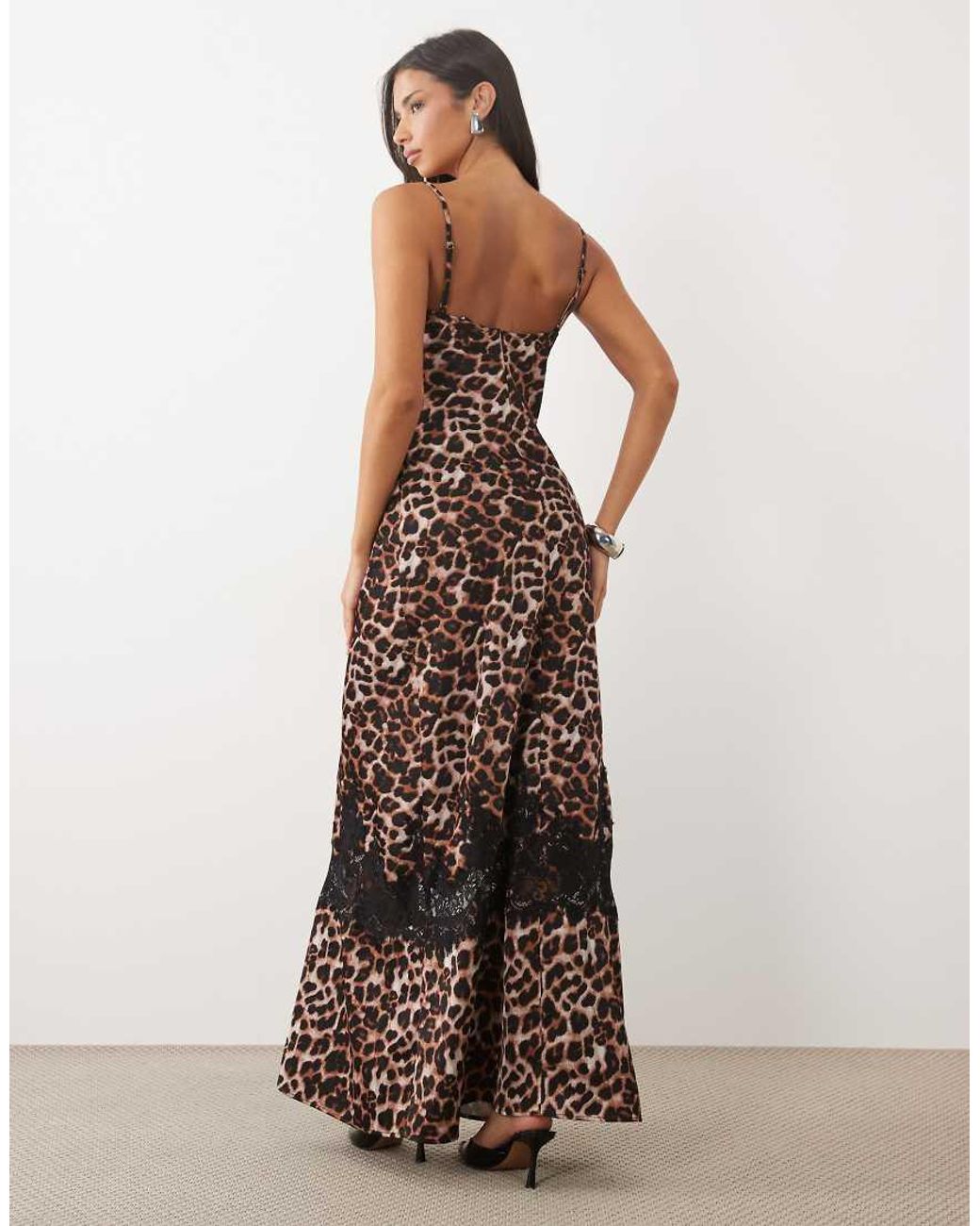 TFNC London Multicolor Satin Lace Applique Cami Maxi Dress