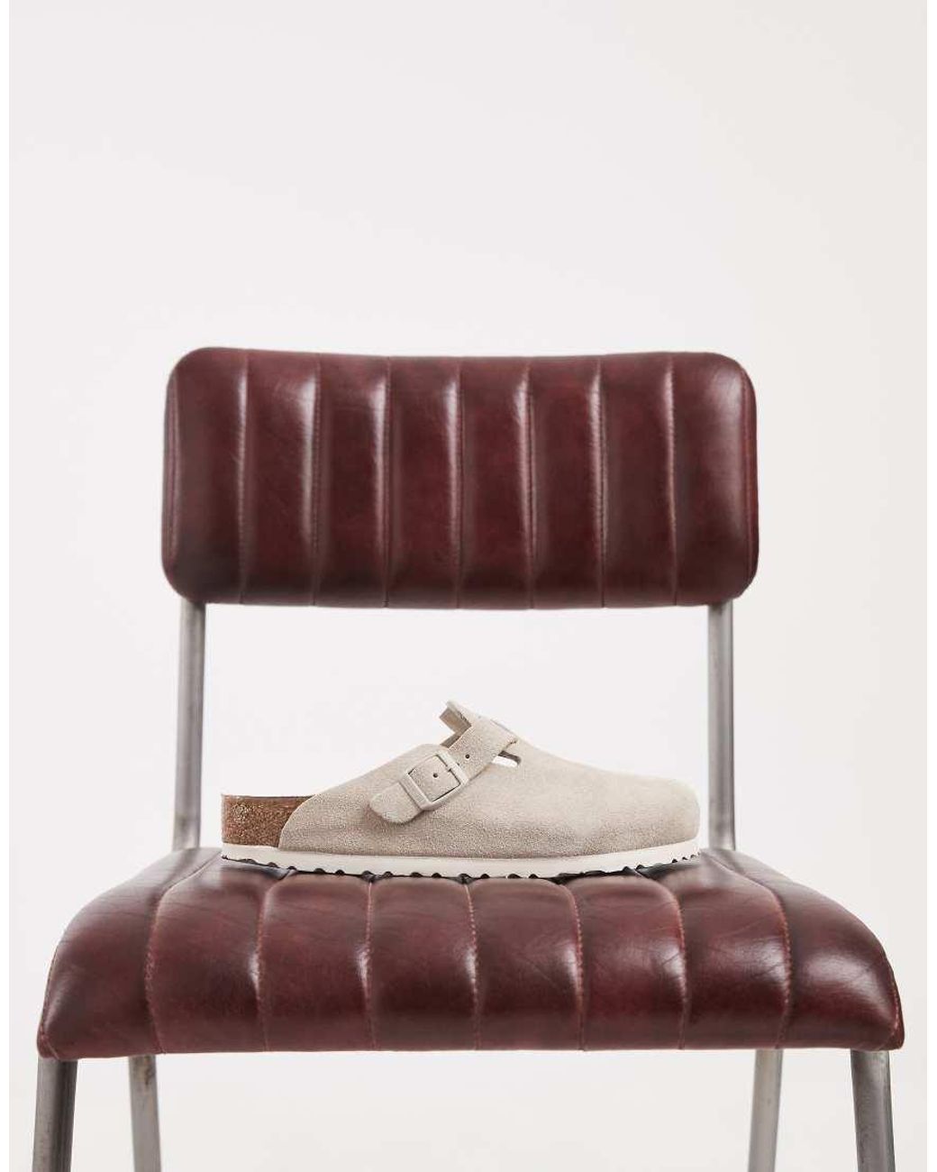 Birkenstock Natural Boston Suede Clogs