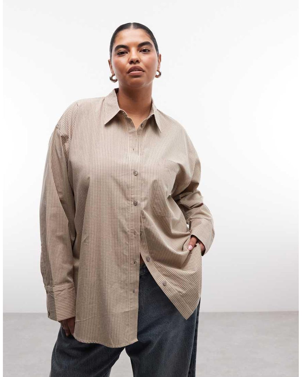 ASOS Brown Asos Design Curve Classic Cotton Shirt
