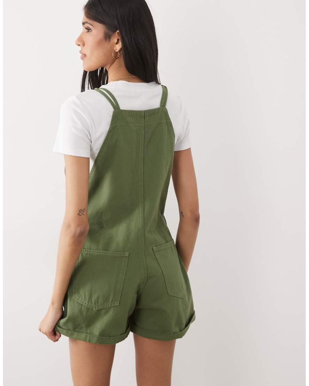 Miss Selfridge Green Dungaree Playsuit