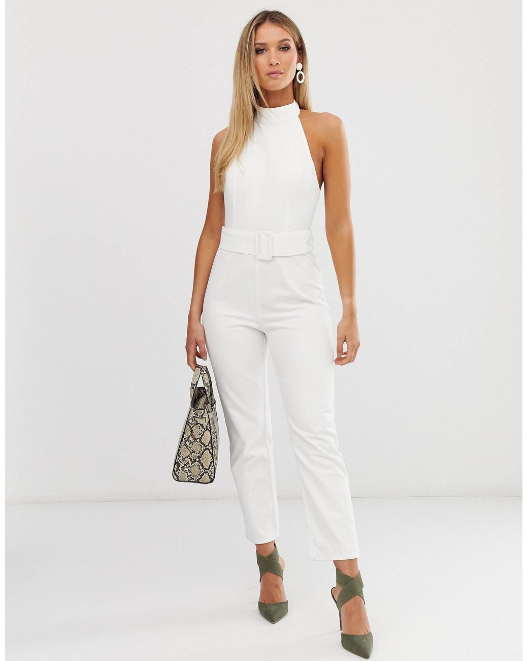 denim halter neck jumpsuit