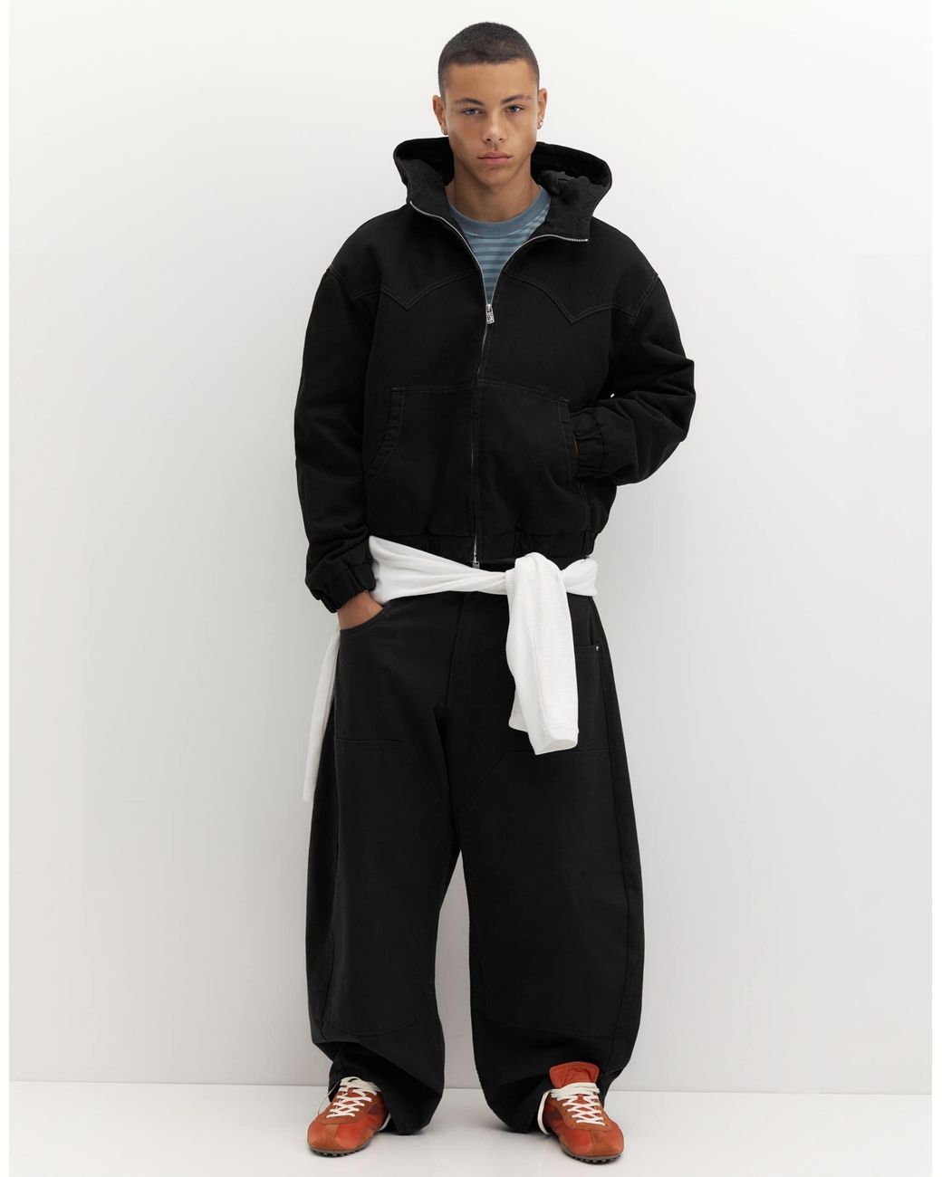Bomber à capuche Pull&Bear pour homme en coloris Black