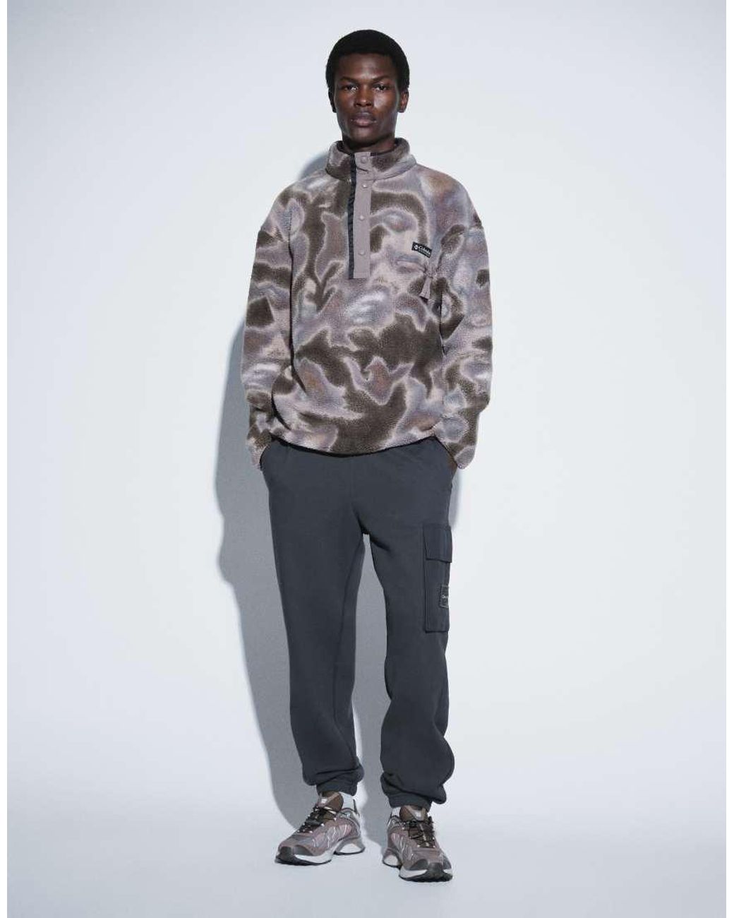 Columbia Gray Helvetia Ii Printed Half Snap Fleece for men