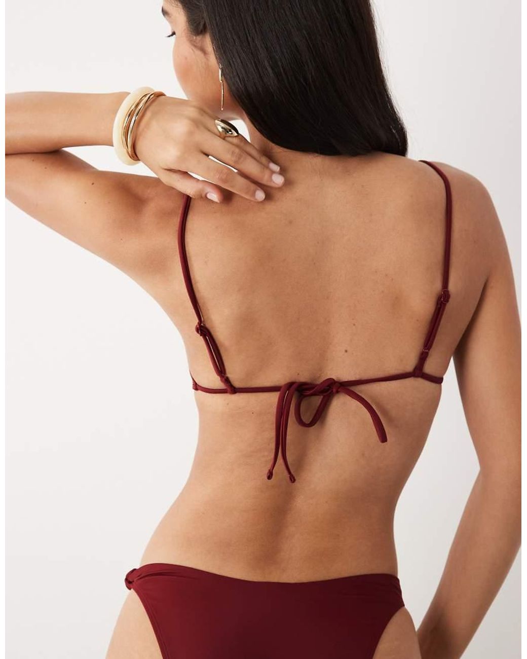 ASOS Red Martina Knot Crop Bikini Top