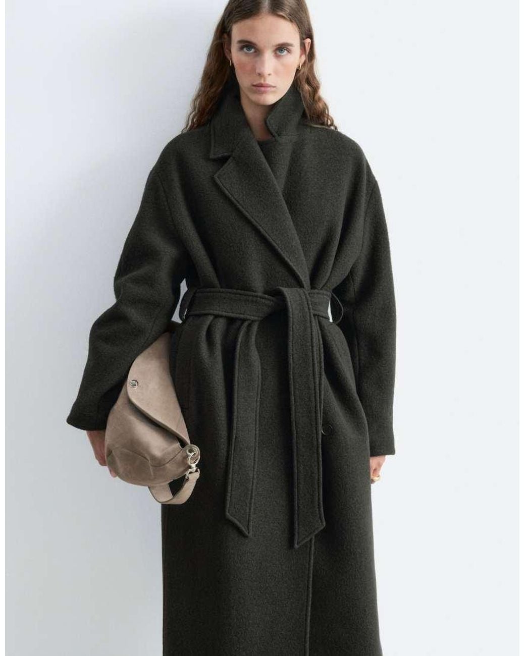 & Other Stories Black Belted Wool Coat