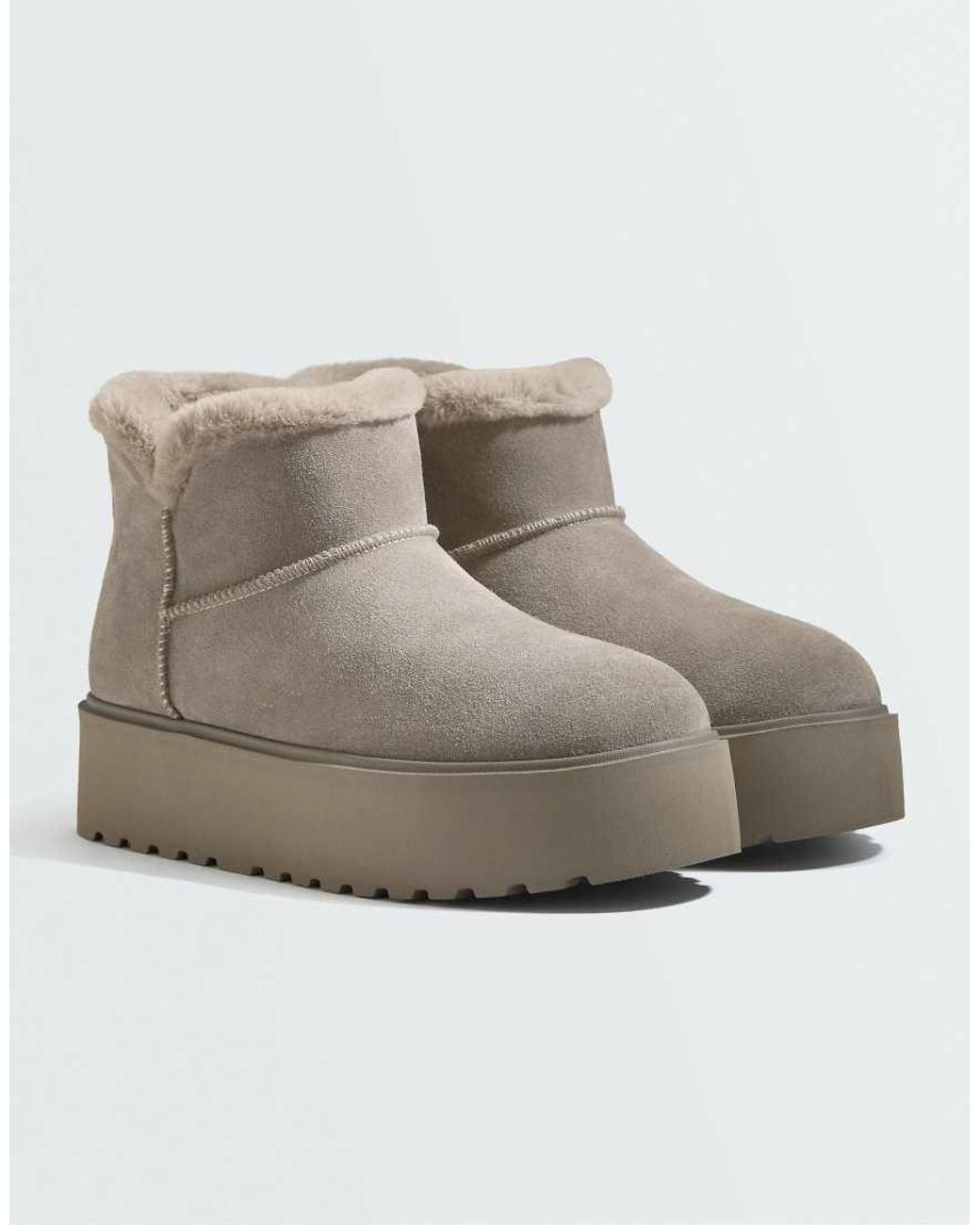 Oysho Gray Eather Platform Boots