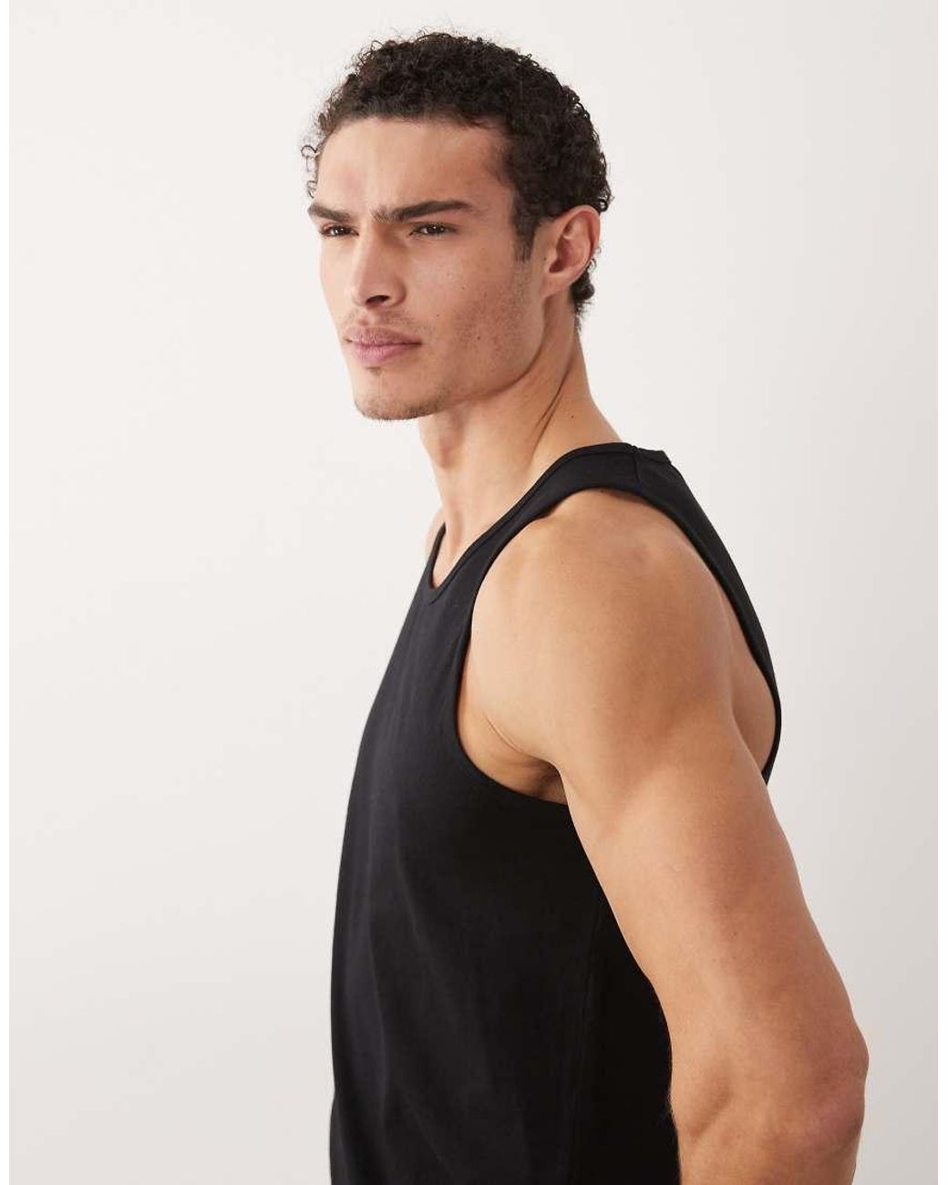 Jack & Jones Black Jersey Singlet Top for men