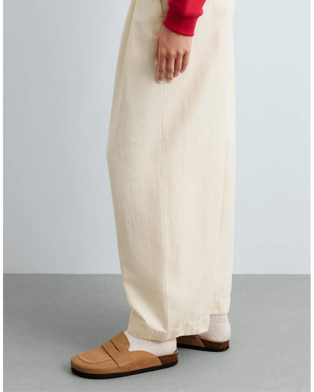 Oysho White Split-Suede Mules