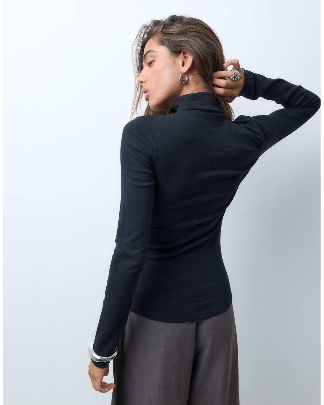 ASOS Blue Funnel Neck Long Sleeve Top