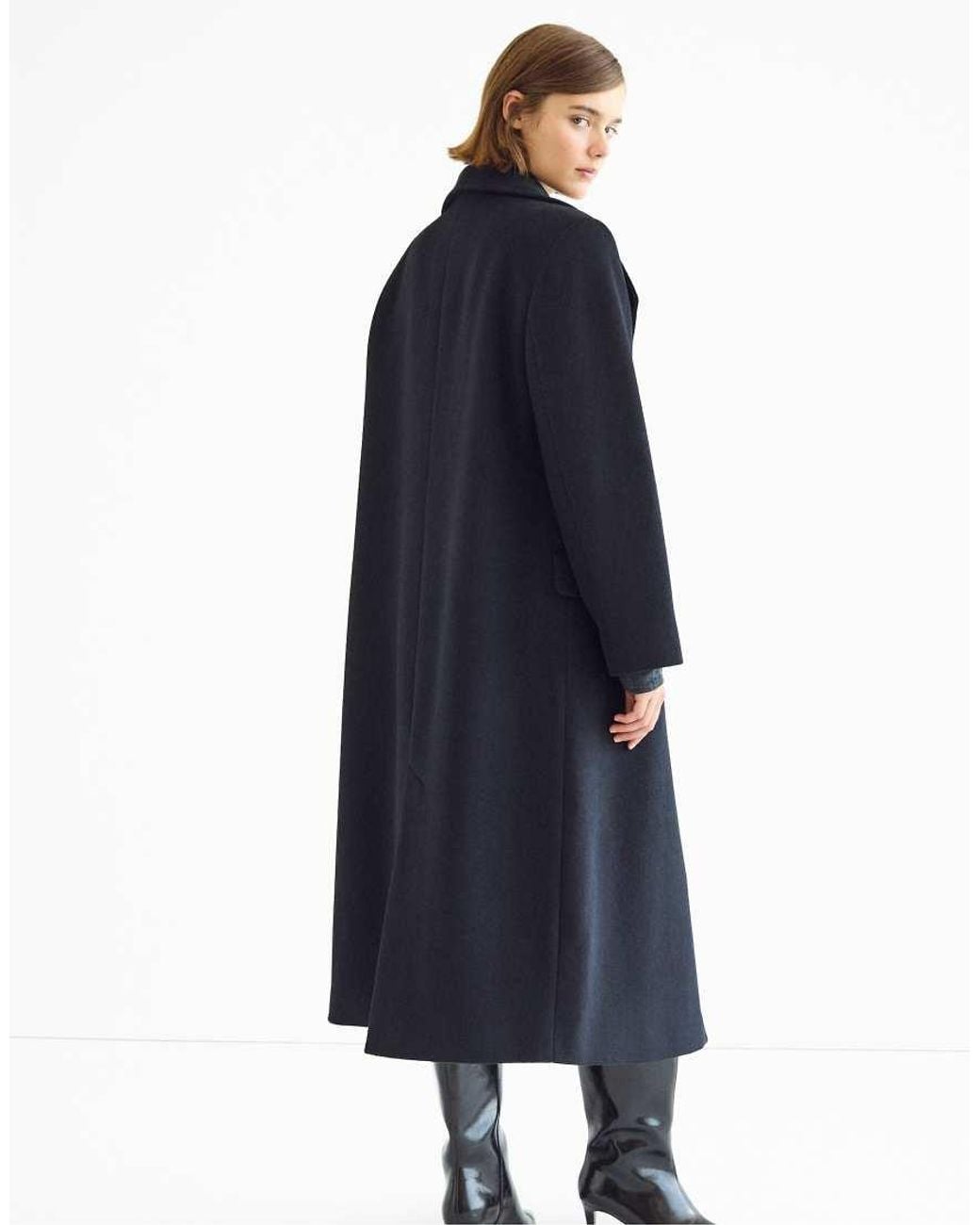 Stradivarius Blue Long Felt Coat