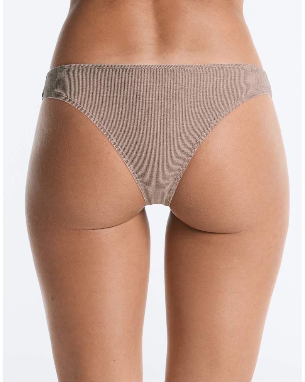 Oysho White 5 Rib Cotton Blend Brazilian Briefs
