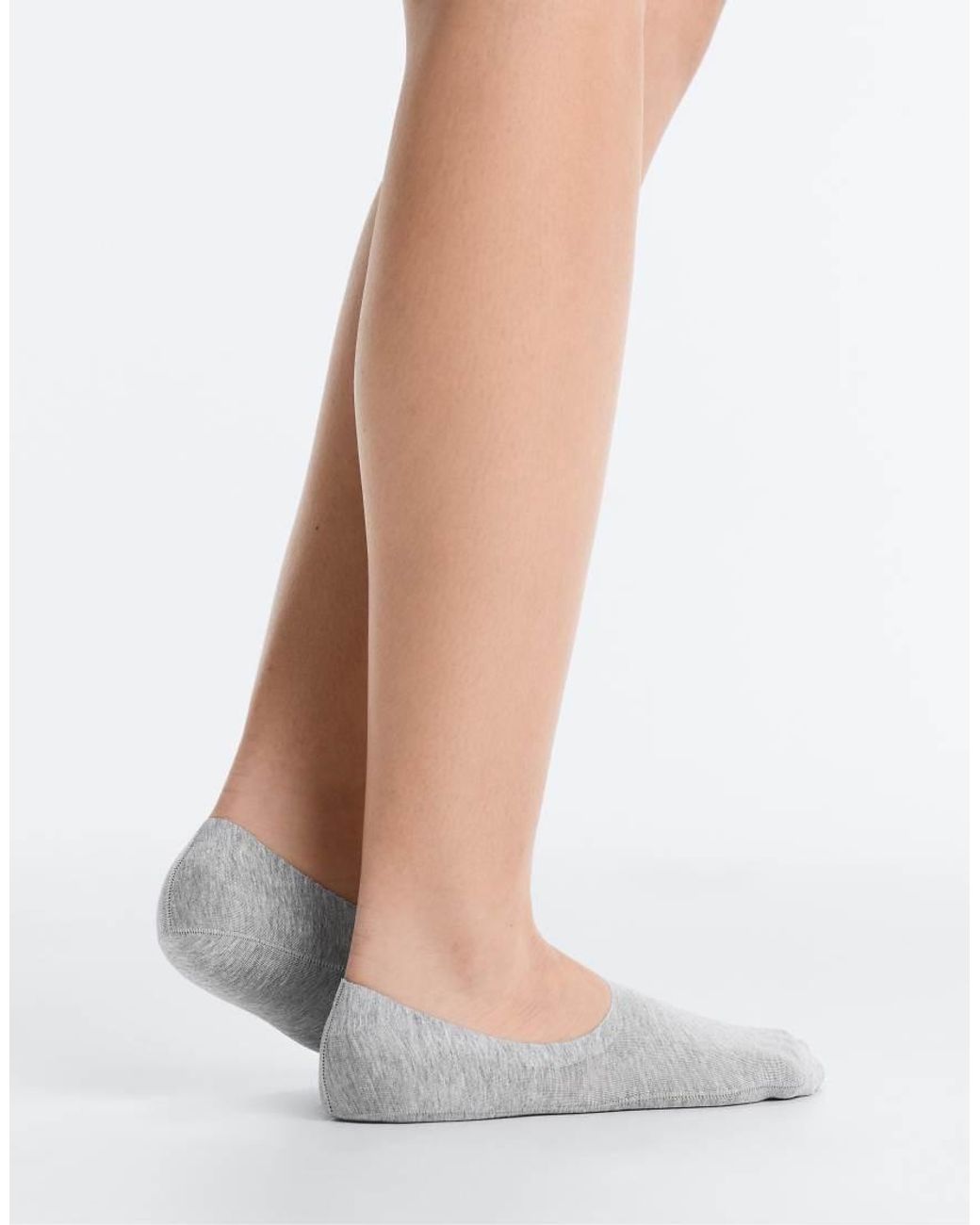 Oysho Black 2 Pairs Of High-Cut Ribbed Cotton Blend Invisible Socks