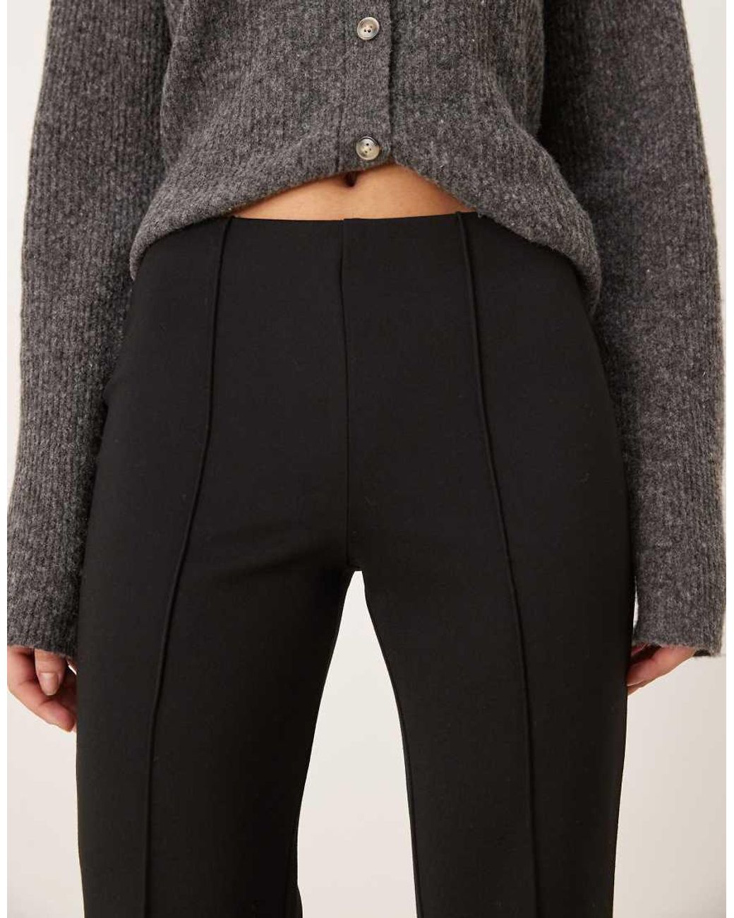 Mango Black Seam Detail Flared Trouser