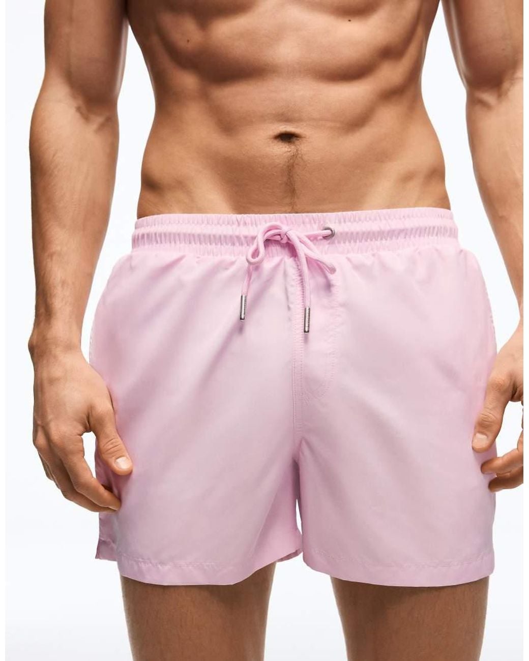 Bershka Red Basic Swim Shorts for men