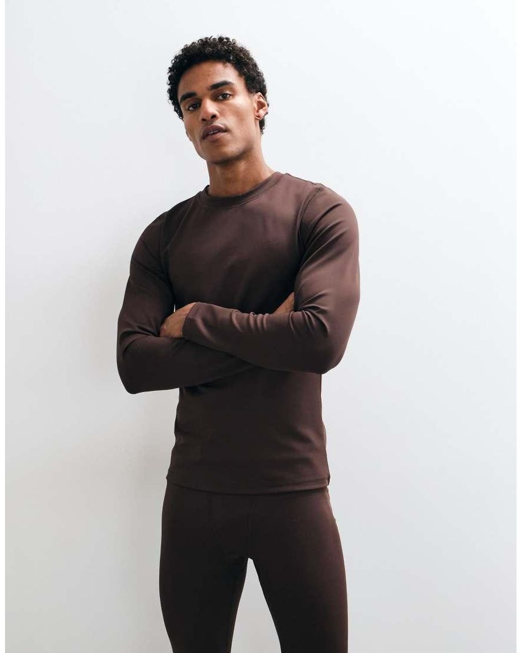 ASOS 4505 Ski & Snow Brown 4505 Ski Thermal Fleece Long Sleeve Base Layer for men
