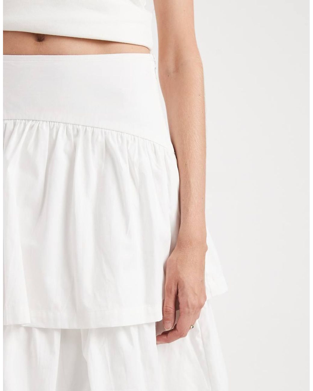 ASOS Blue Tiered Dropped Waist Boho Midi Skirt