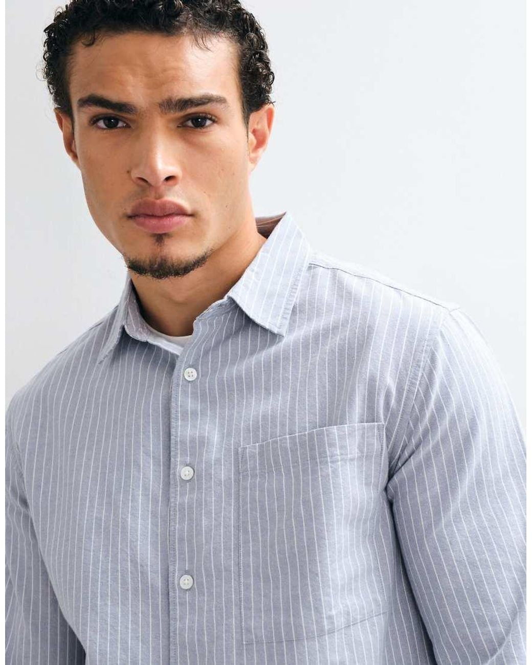 New Look Blue Boxy Stripe Shirt for men