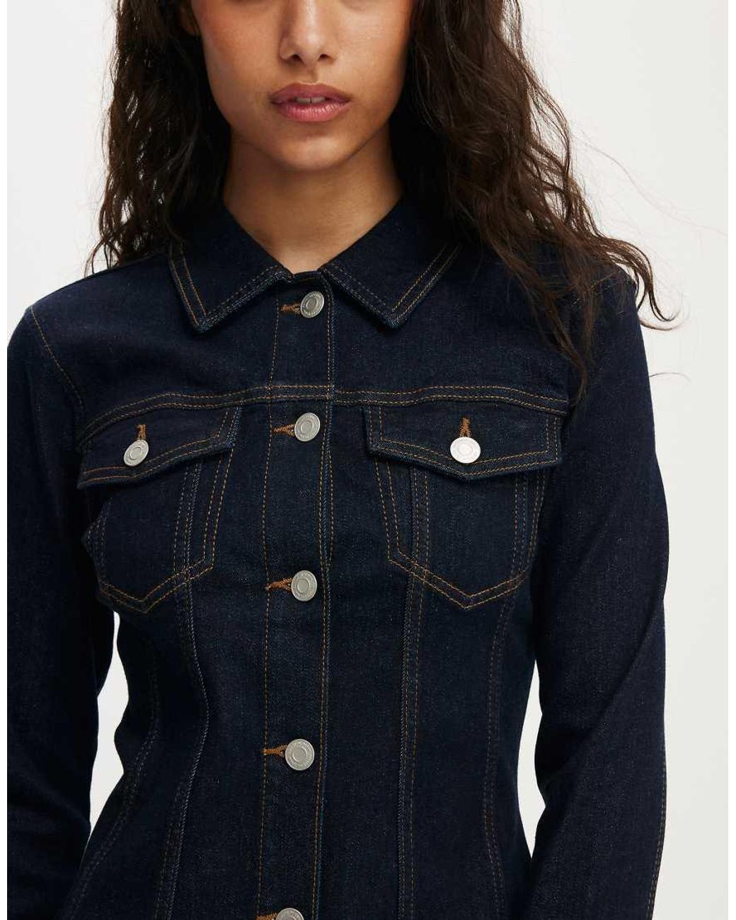 Cotton On Blue Fitted Denim Jacket
