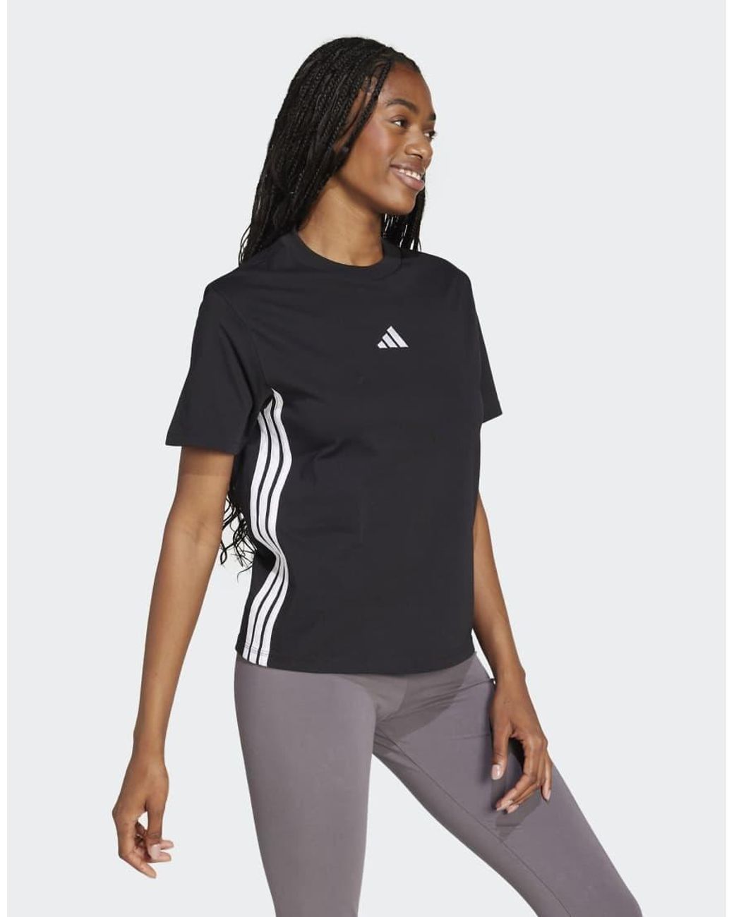 Adidas Originals Black Essentials 3-Stripes Cotton Tee