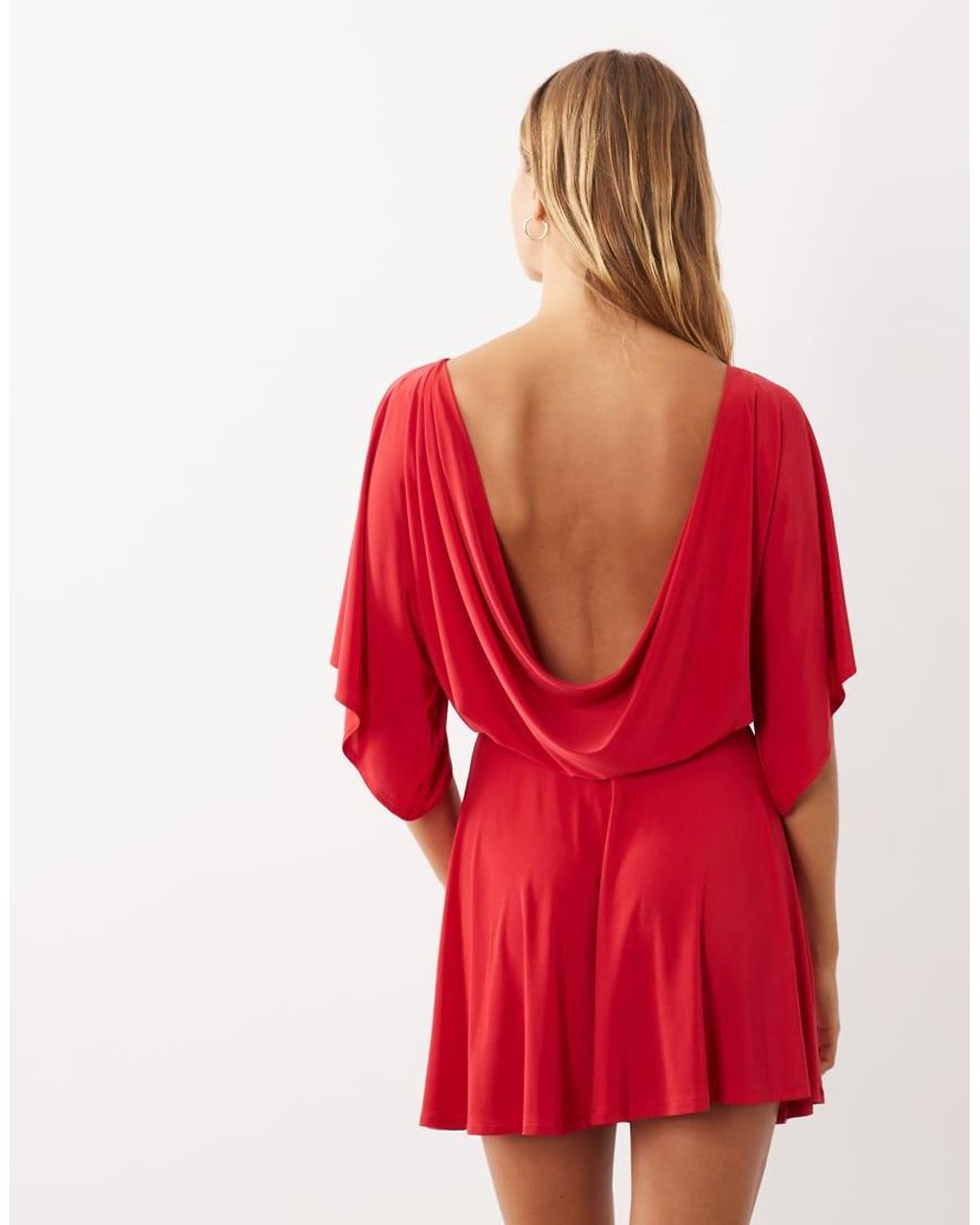 Miss Selfridge Red Mini Dress With Low Cowl Back