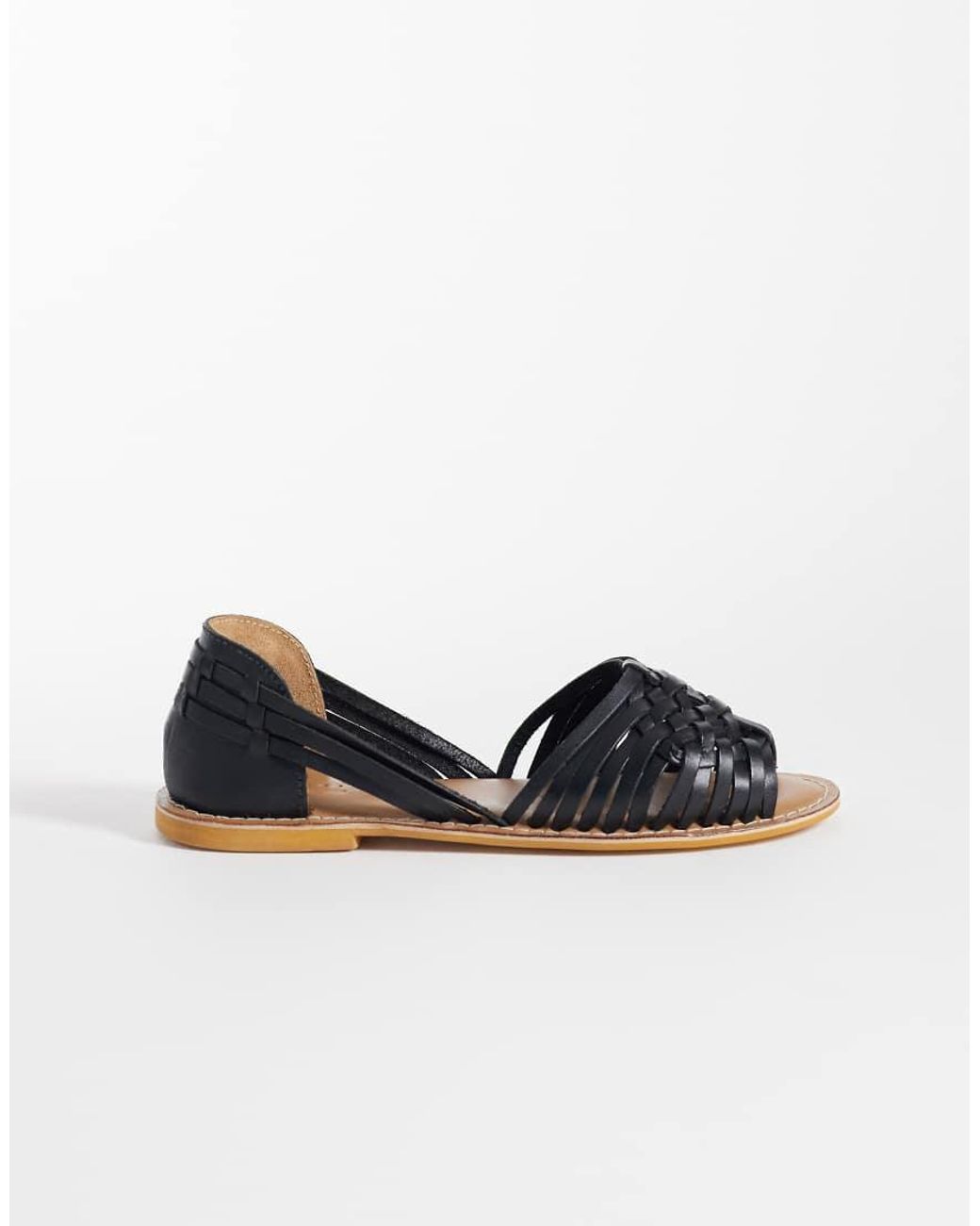 ASOS Blue Fray Leather Woven Flat Sandals
