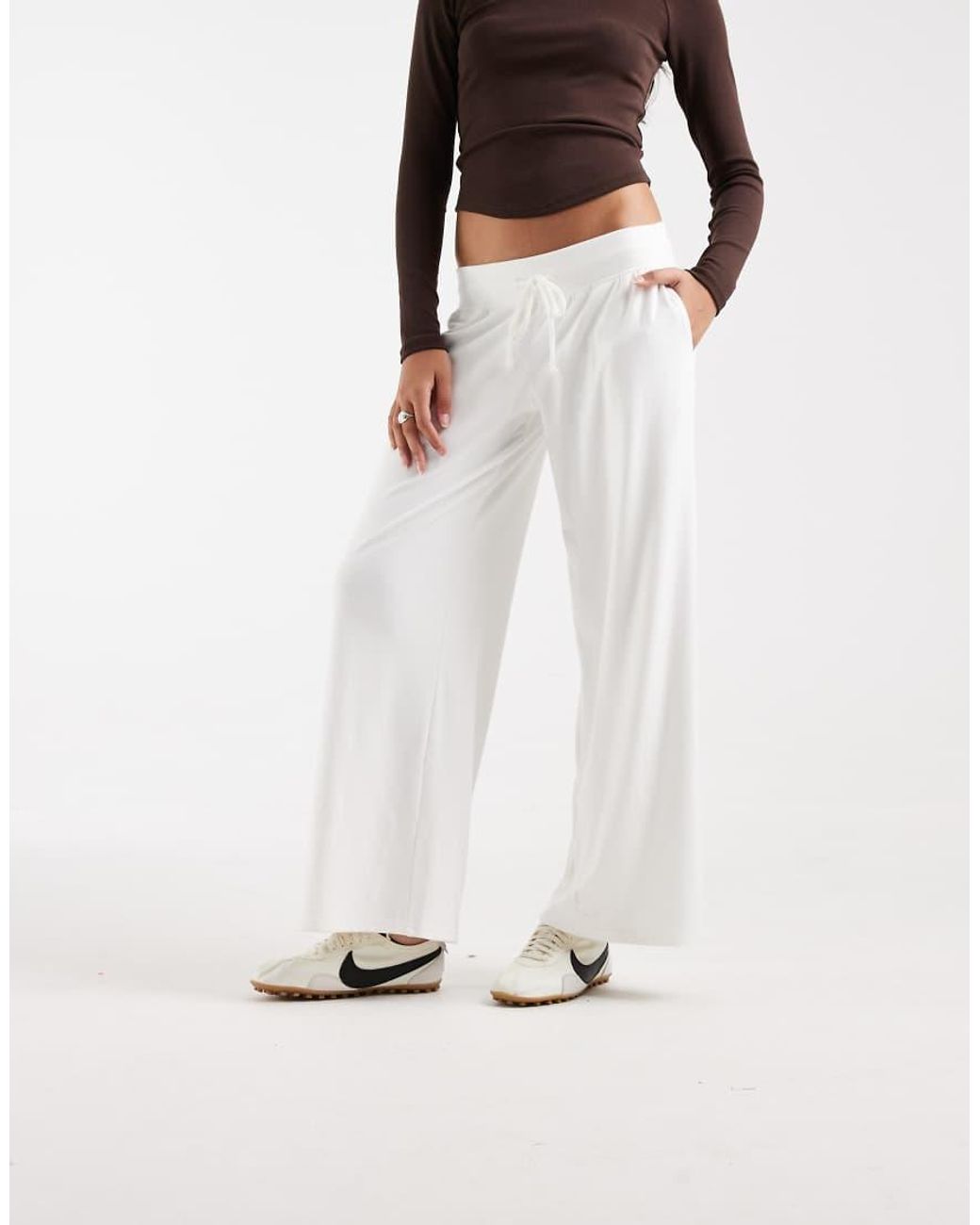 Hollister White Cosy Wide Leg Trousers