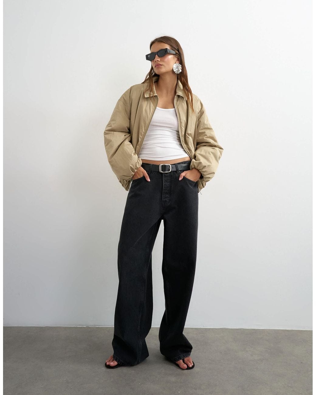 TOPSHOP White Nylon Bomber Jacket