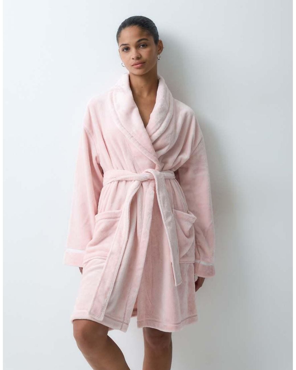 DKNY Pink Short Fleece Robe