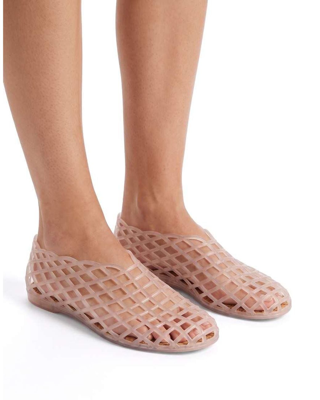 SEQWL Pink Flat Ballerinas Jelly Shoes With Mesh Cut-Out Detail