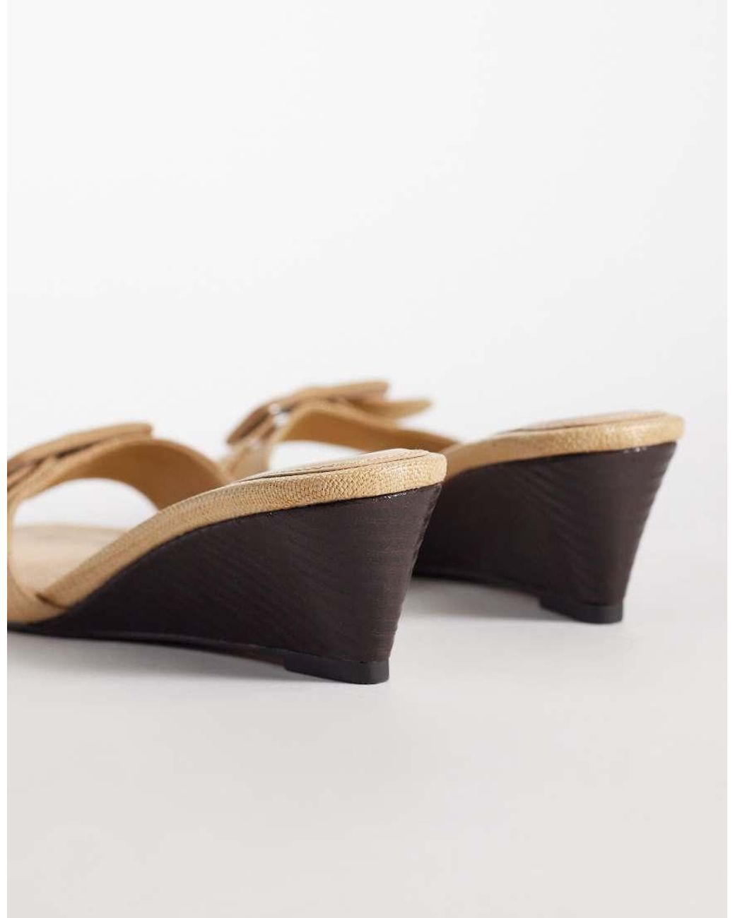 ASOS Natural Highway Buckle Detail Wedge Sandals