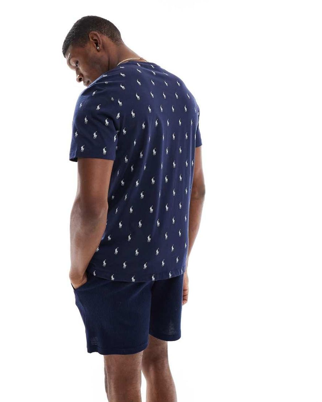Polo Ralph Lauren Blue All Over Icon Logo Lounge T-shirt for men