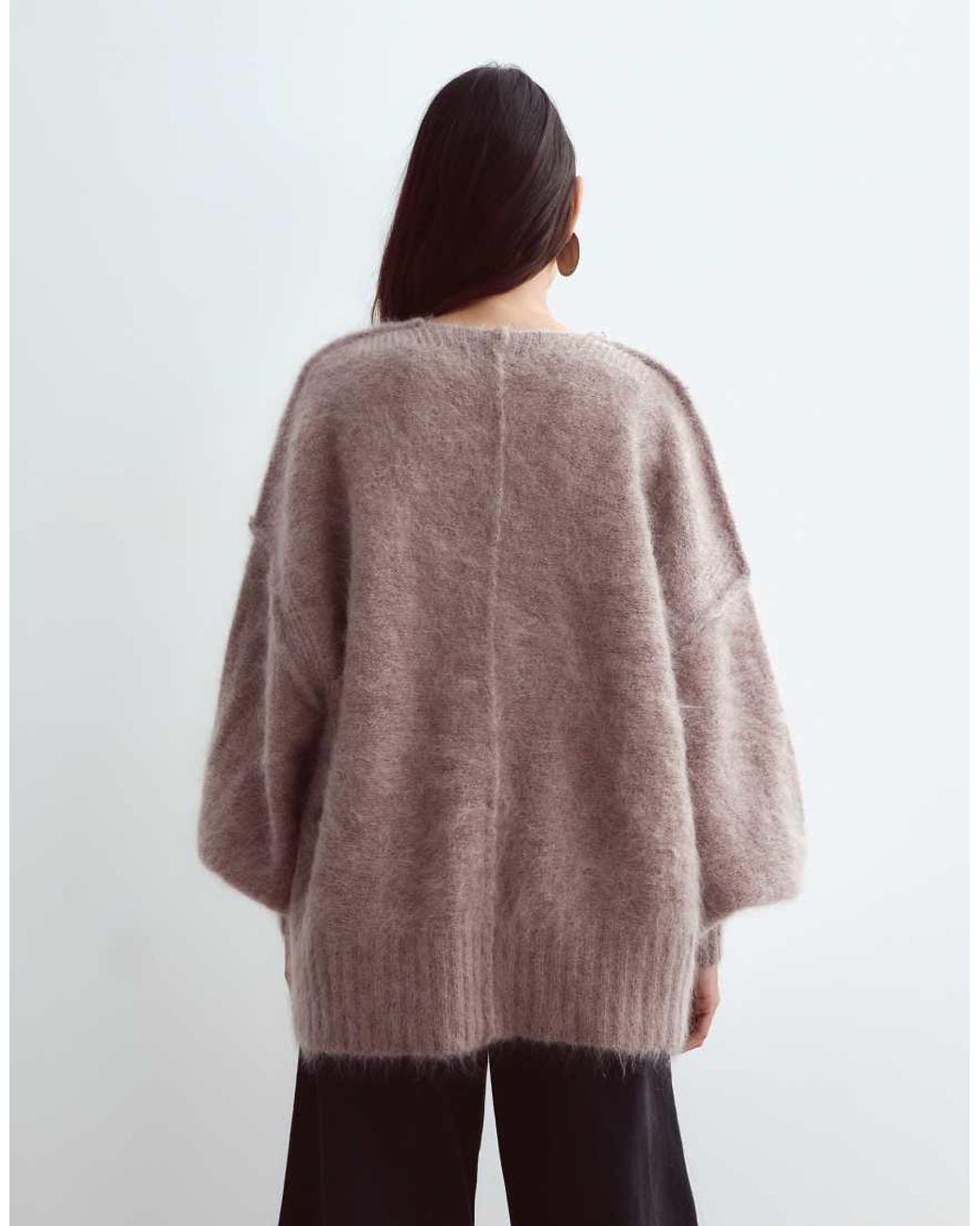 ARRANGE Brown Premium Oversized Mohair Rich Cardigan