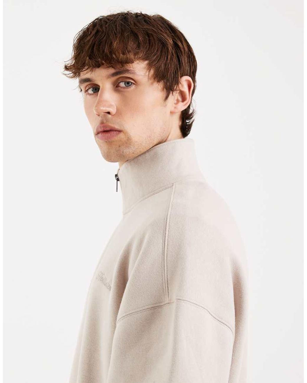 Hollister Natural Boxy 1/4 Zip Sweatshirt for men