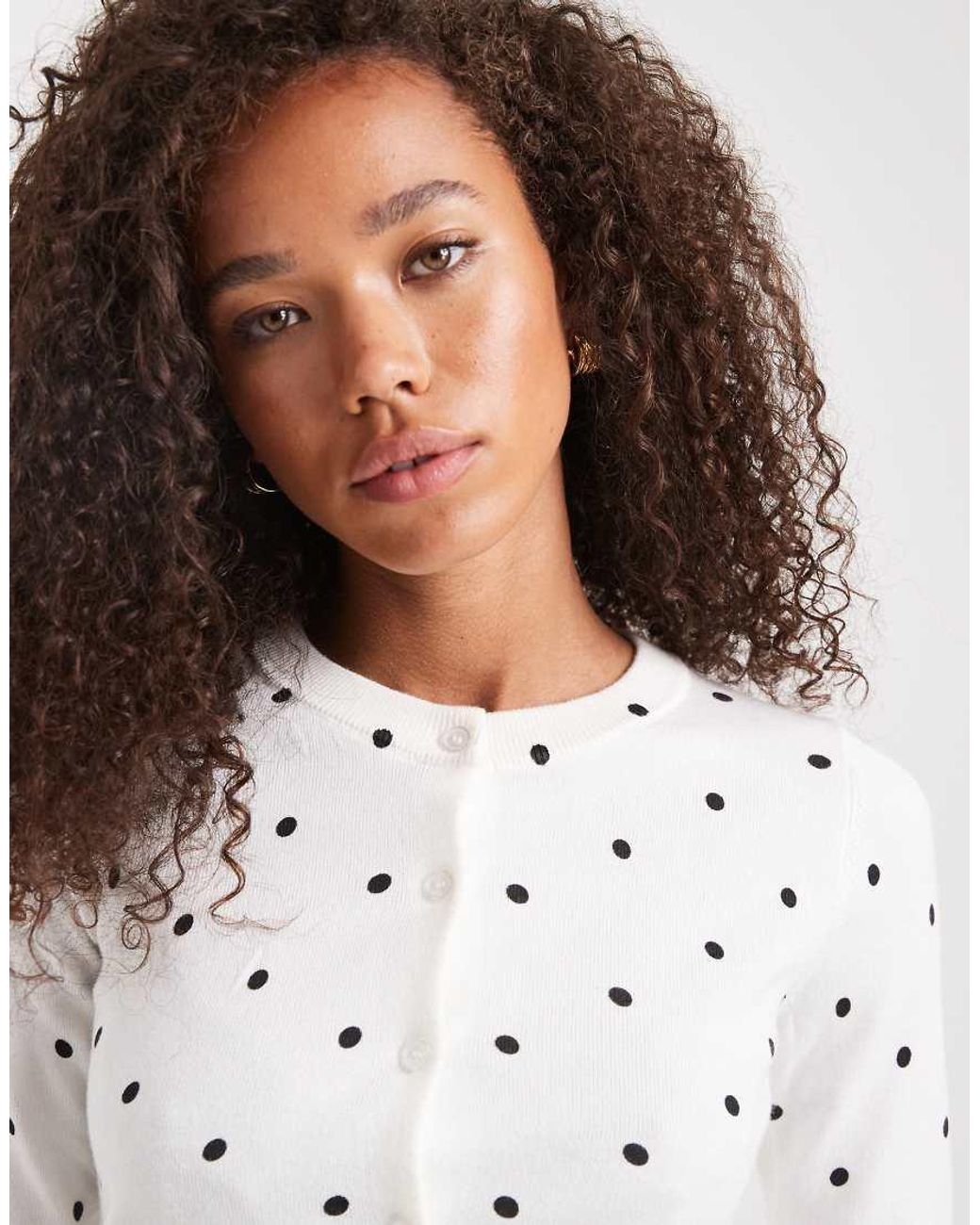 Edikted White Shea Polka Dot Knitted Cardigan