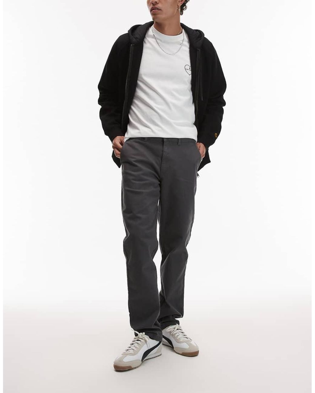 Topman Black Slim Chino Trousers for men