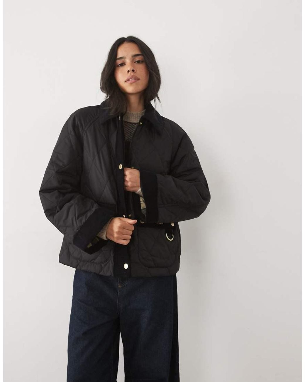 Barbour Black Kilnwick Tartan Check Quilted Jacket