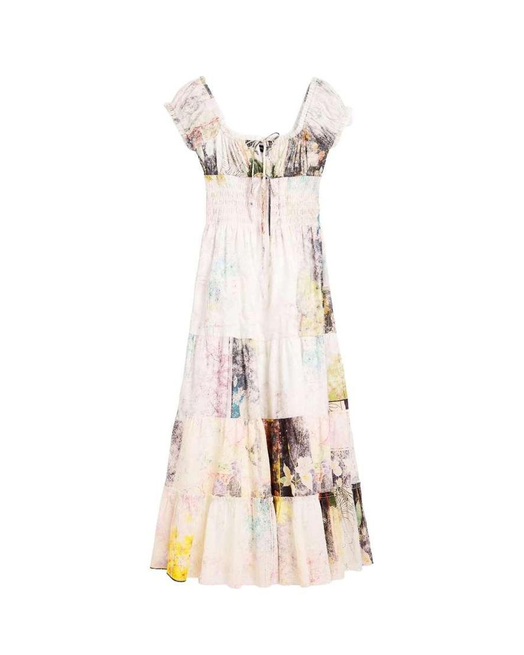 Desigual White Short Sleeve Dress 100% Cotton