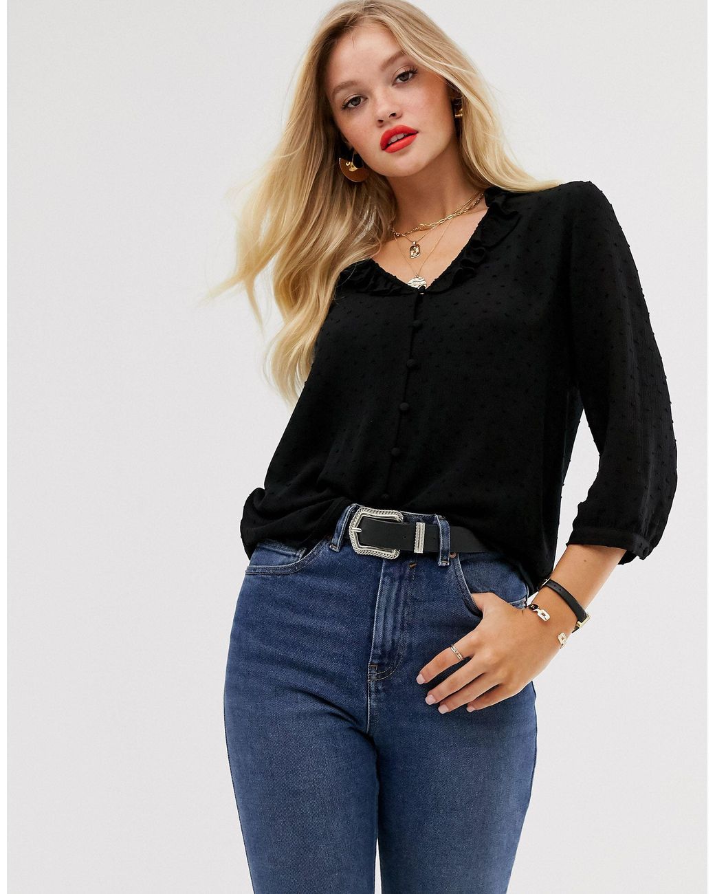 Blusa negra mango Clearance