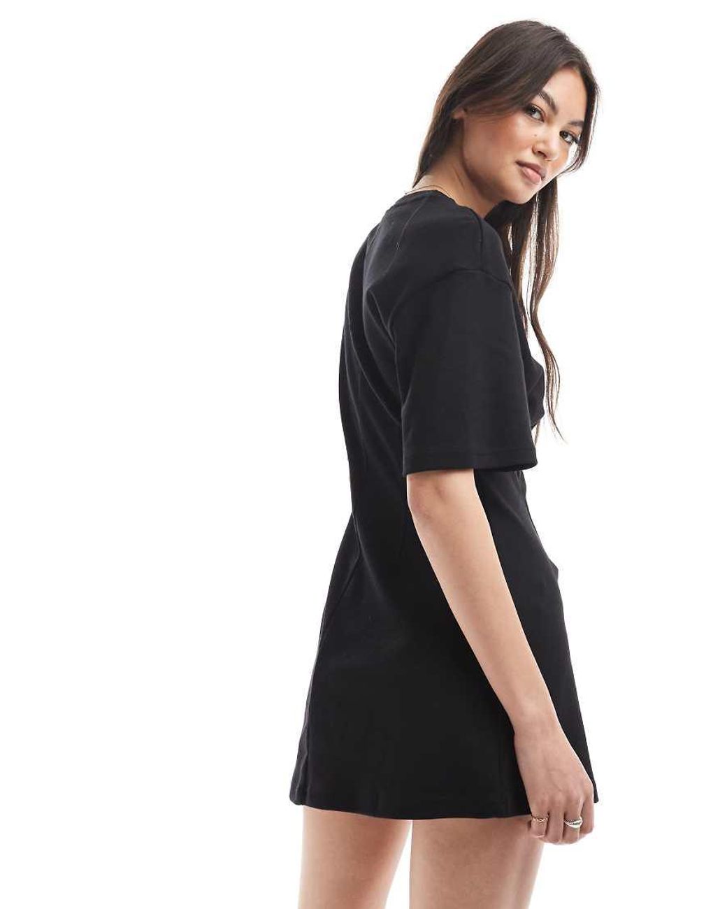 Monki Black T-shirt Dress With Cinched Waist