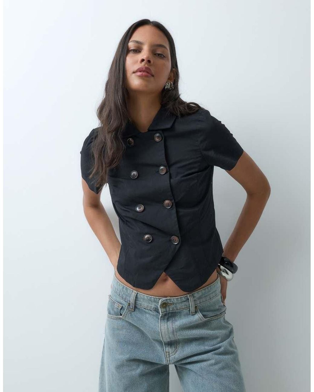 Cotton On Black Button Down Trench Shirt