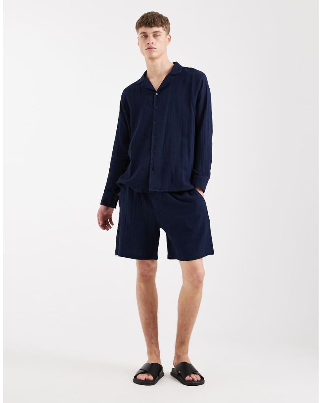Sol Beach Blue Waffle Knit Beach Shorts for men