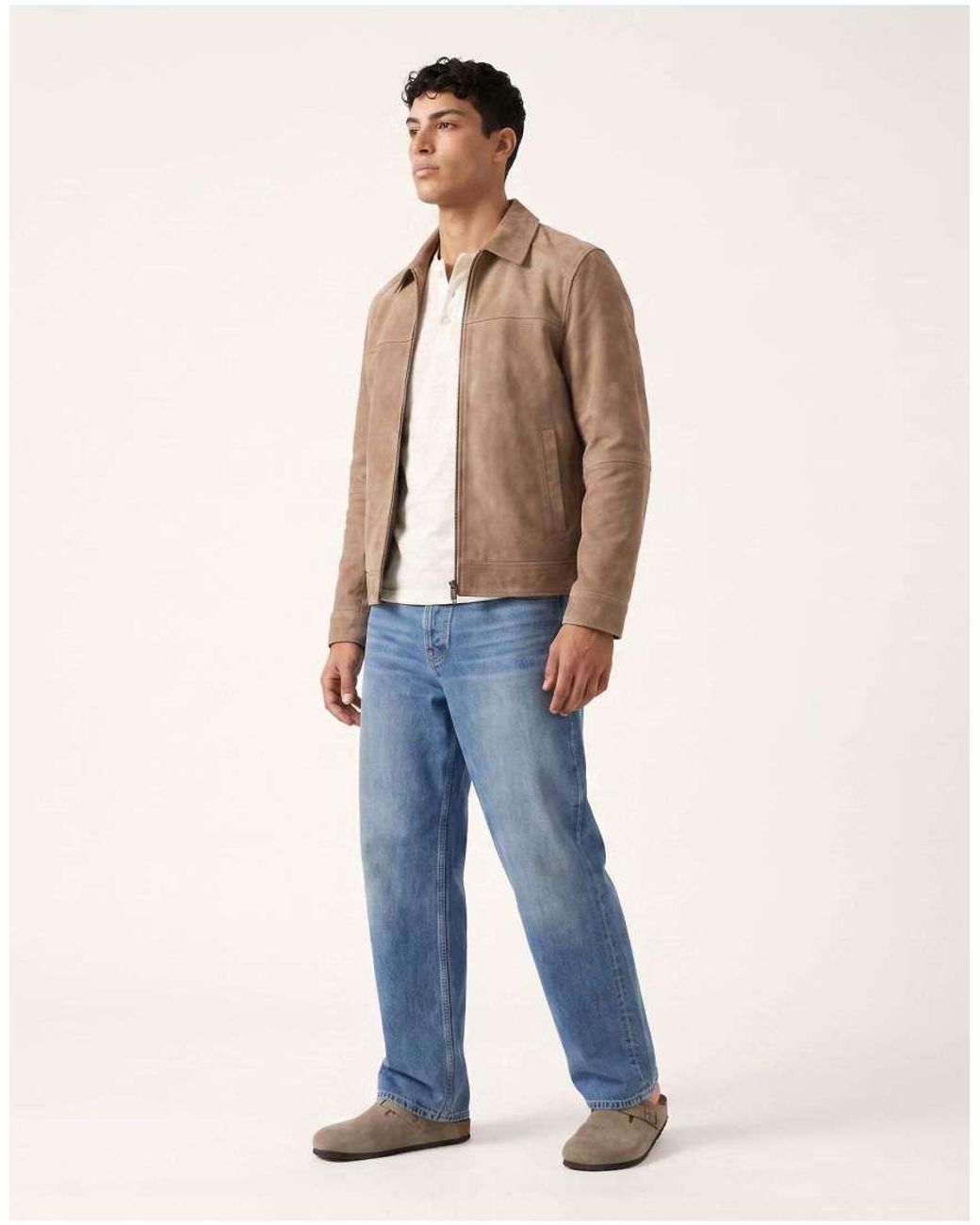 Harry Brown Blue Remo Suede Harrington Jacket for men