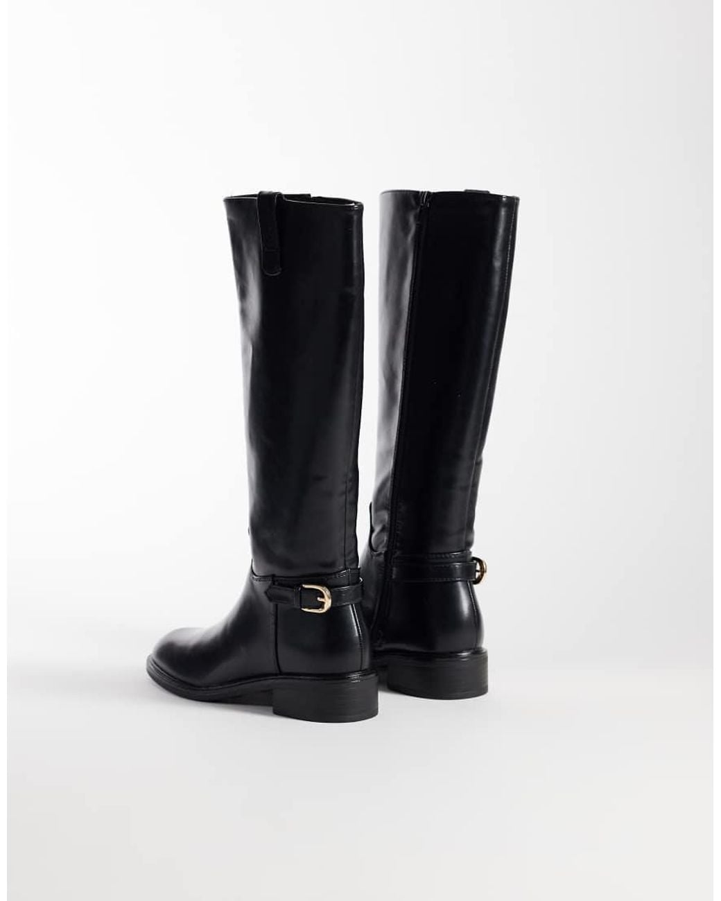 ASOS Black Cecile Flat Riding Knee Boots