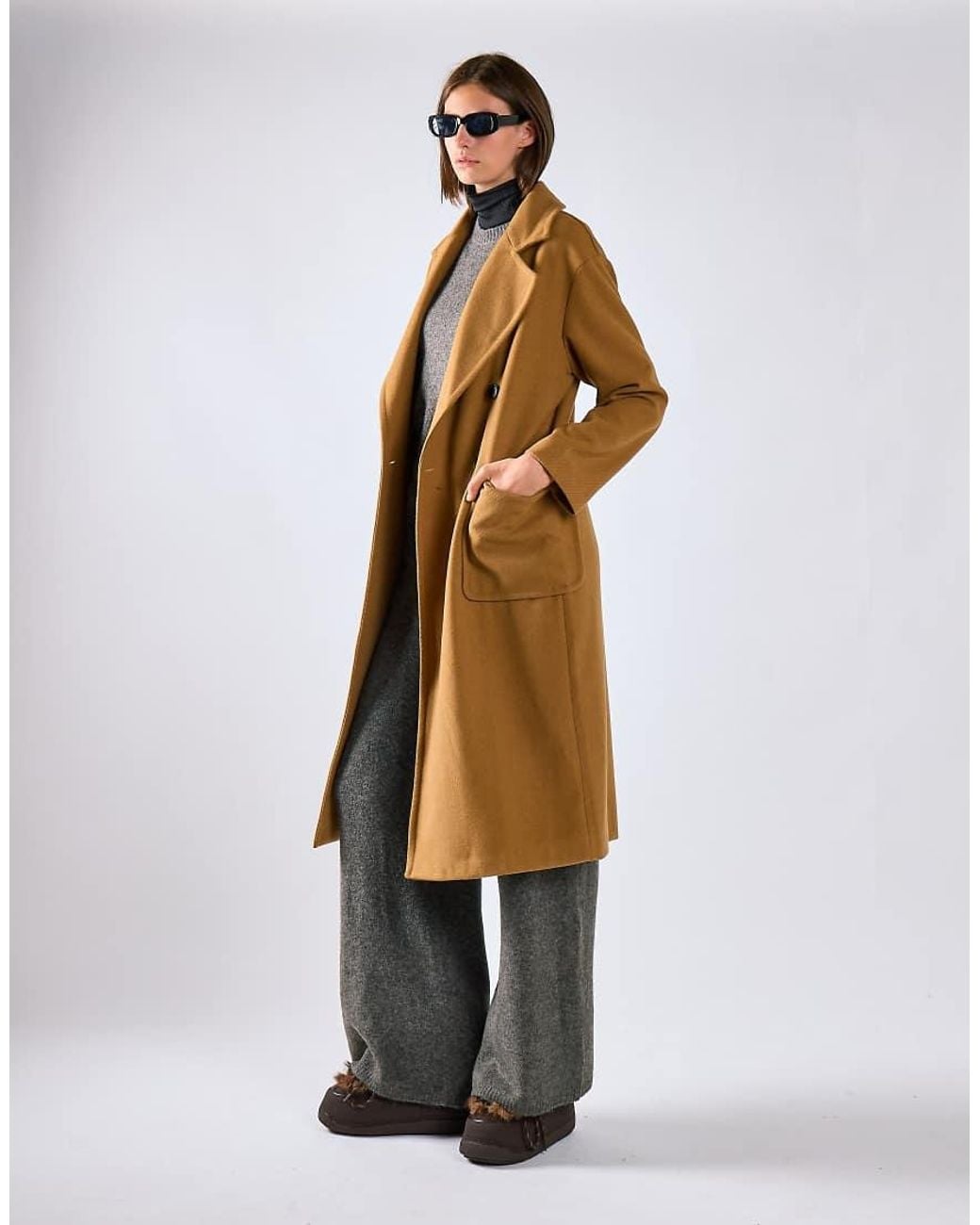 Glamorous Natural Lapel Collar Midi Coat