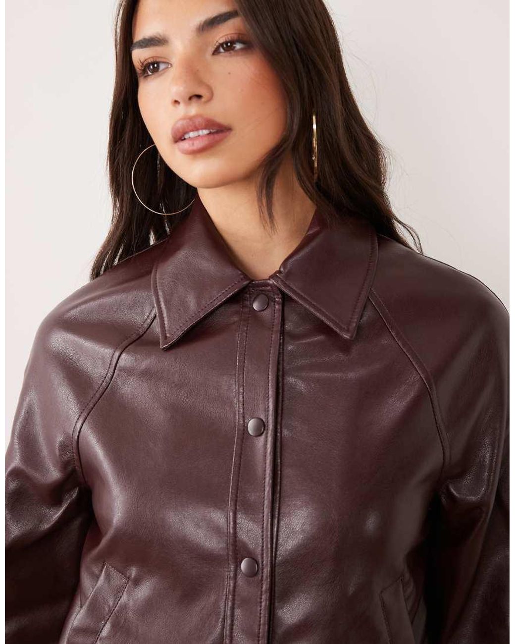 New Look Red Bubble Hem Faux Leather Jacket