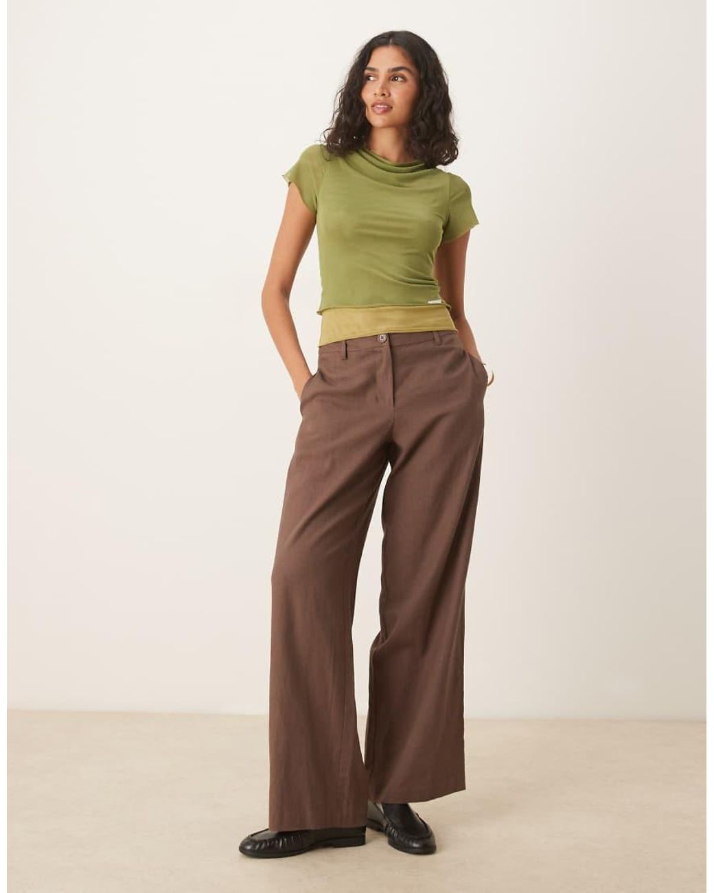 House Of Sunny Green Multi Layer Mesh Top