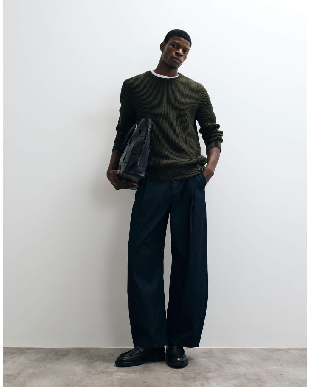 Pull fin côtelé olive Jack & Jones pour homme en coloris Black